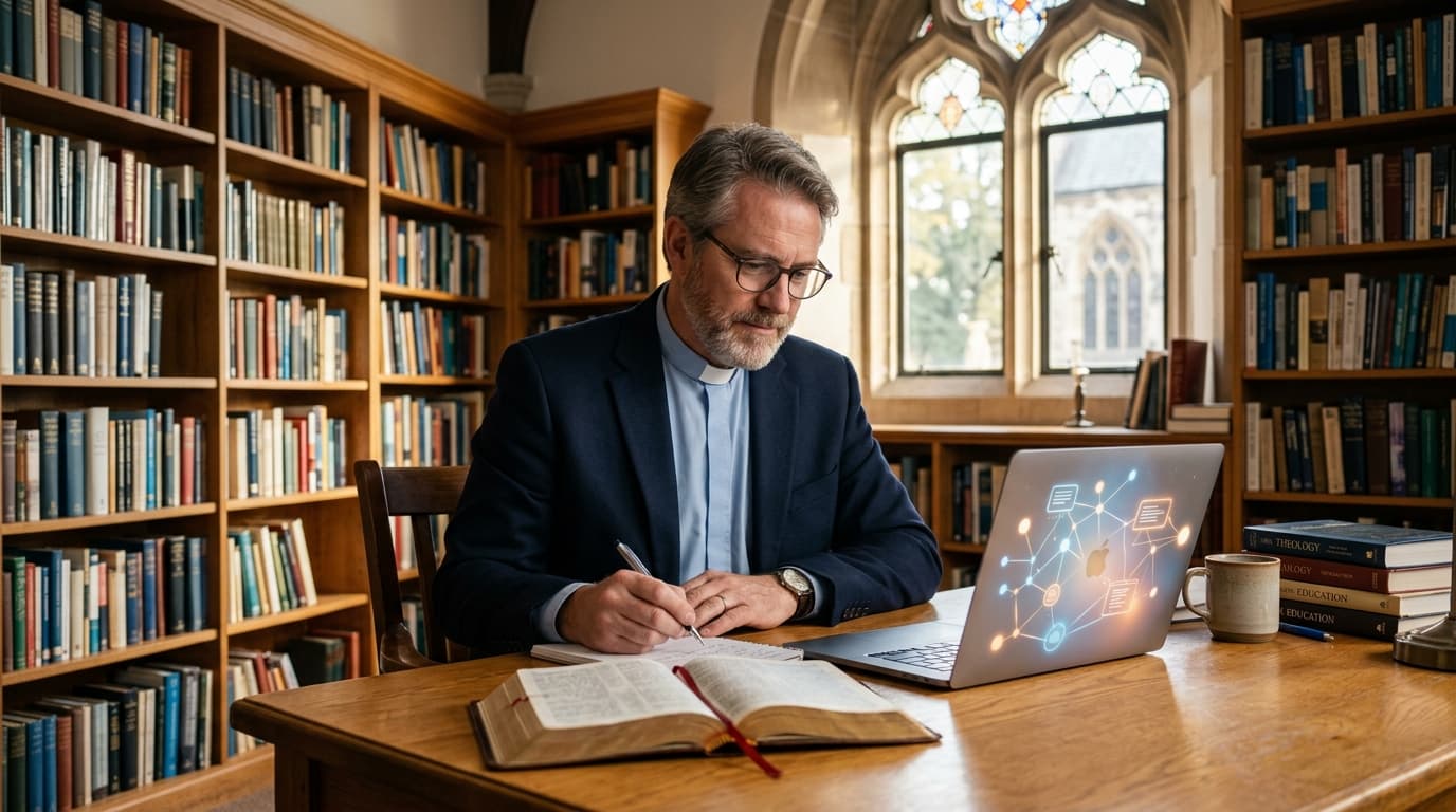 Capa do artigo: Como usar inteligência artificial na área de ensino da igreja: guia prático, pedagógico e ético